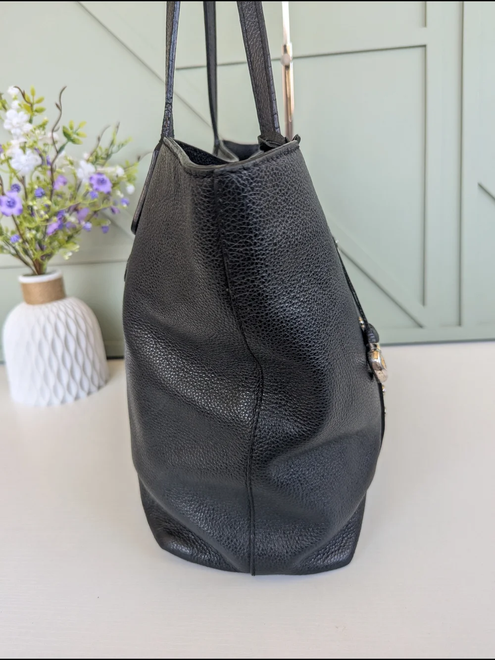 Brighton Black Studded Tote with Heart Charm
